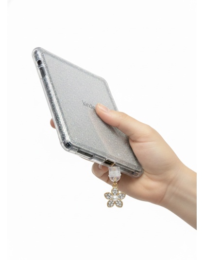 Gold Flower with Sparkling Stones &amp; White Pearl Phone Charm Plug-In Accessory Chronic Rare Invisible Illness Awareness &amp; Support