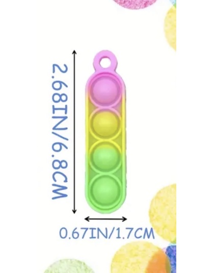 Red White &amp; Blue Swirl Silicone Mini Pop Fidget With Blue Balloon Dog Charm &amp; Silver Melting Smiley Face Keychain Sensory Toy Raise Awareness Support Rare Chronic &amp; Invisible Illness