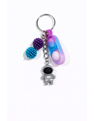 Blue Purple Silicone Mini Pop Fidget With Gray Astronaut Sensory Toy Raise Awareness Support Rare Chronic &amp; Invisible Illness