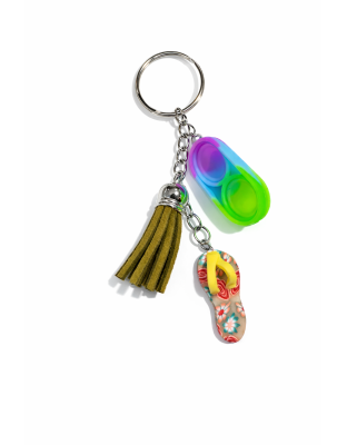 Purple Blue Green Silicone Mini Pop Fidget With Brown Flip-Flop Sensory Toy Raise Awareness Support Rare Chronic &amp; Invisible Illness