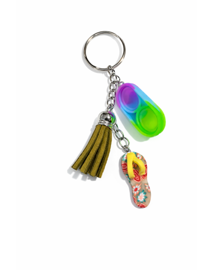 Purple Blue Green Silicone Mini Pop Fidget With Brown Flip-Flop Sensory Toy Raise Awareness Support Rare Chronic &amp; Invisible Illness