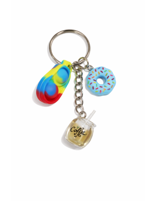 Yellow Blue Red Silicone Mini Pop Fidget Coffee &amp; Donut Charms Sensory Toy Raise Awareness Support Rare Chronic &amp; Invisible Illness