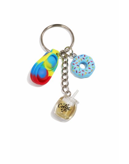 Yellow Blue Red Silicone Mini Pop Fidget Coffee &amp; Donut Charms Sensory Toy Raise Awareness Support Rare Chronic &amp; Invisible Illness