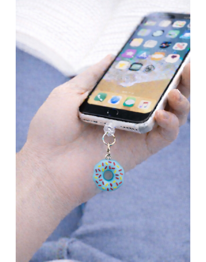 Blue Sprinkled Donut Phone Charm Plug-In Accessory Chronic Rare Invisible Illness Awareness &amp; Support