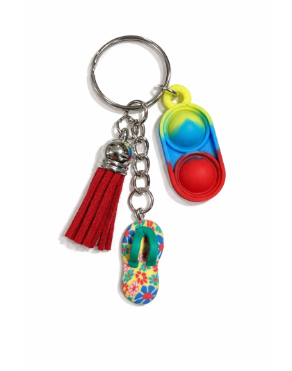 Rainbow Silicone Mini Pop Fidget Yellow Flip-Flop Red Tassel Sensory Toy Raise Awareness Support Rare Chronic &amp; Invisible Illness