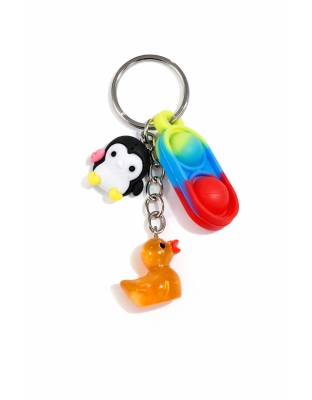 Rainbow Silicone Mini Pop Fidget With Black Penguin Orange Duck Sensory Toy Raise Awareness Support Rare Chronic &amp; Invisible Illness