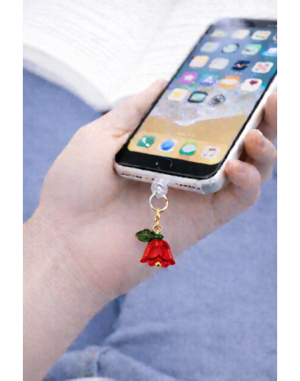 Red Flower Phone Charm Plug-In Accessory Chronic Rare Invisible Illness Awareness &amp; Support