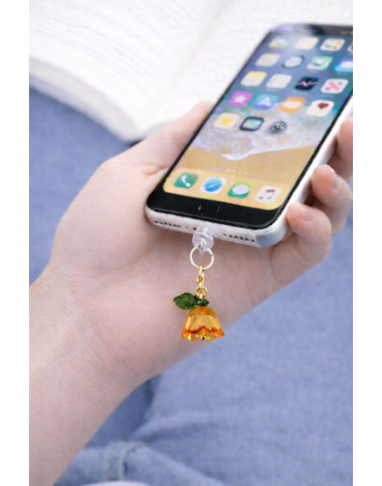 Orange Flower Phone Charm Plug-In Accessory Chronic Rare Invisible Illness Awareness &amp; Support
