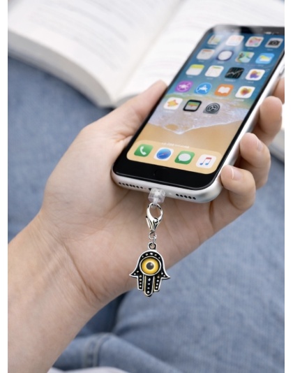 Hamsa With Yellow Eye Charm Plug-In Accessory Chronic Rare Invisible Illness Awareness &amp; Support