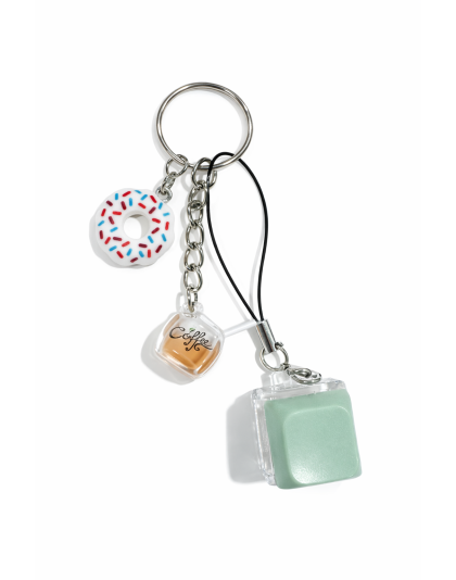 Green Audible Keyboard Clicker White Donut &amp; Yellow Coffee Cup Fidget Sensory Toy Raise Awareness Support Rare Chronic &amp; Invisible Illness