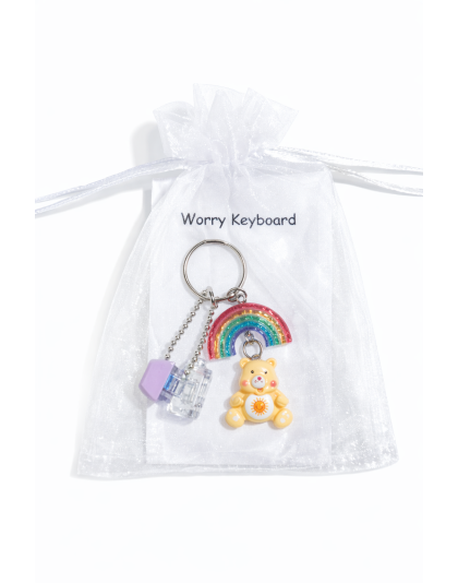 Purple Audible Keyboard Clicker Yellow Bear &amp; Rainbow Fidget Sensory Toy Raise Awareness Support Rare Chronic &amp; Invisible Illness