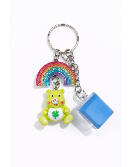 Blue Audible Keyboard Clicker Green Bear &amp; Rainbow Charm Fidget Sensory Toy Raise Awareness Support Rare Chronic &amp; Invisible Illness