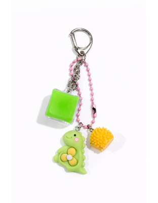 Green Audible Keyboard Clicker Green Dino &amp; Yellow Charm Fidget Sensory Toy Raise Awareness Support Rare Chronic &amp; Invisible Illness