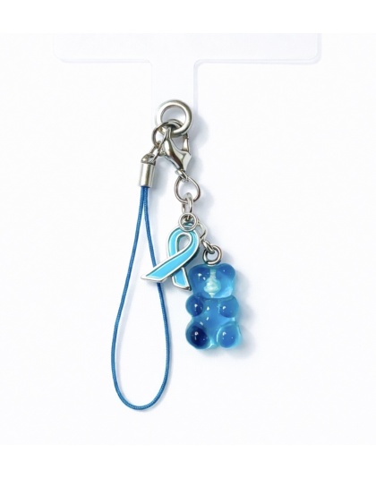 Handmade Blue Gummy Bear &amp; Ribbon Handmade Phone Lanyard &amp; Charm Accessory Chronic Rare Invisible Illness Awareness &amp; Support