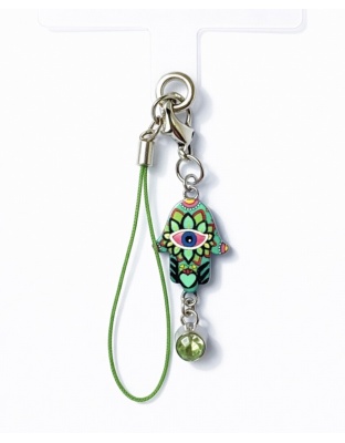 Green Hamsa Handmade Phone Lanyard &amp; Charm Accessory Chronic Rare Invisible Illness Awareness &amp; Support