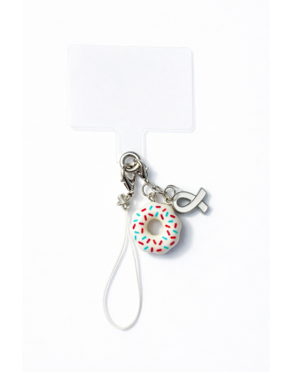 White Donut &amp; Ribbon Handmade Phone Lanyard &amp; Charm Accessory Chronic Rare Invisible Illness Awareness &amp; Support