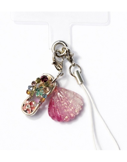 Rainbow Flip Flop &amp; Pink Shell Charm Handmade Phone Lanyard &amp; Charm Accessory Chronic Rare Invisible Illness Awareness &amp; Support