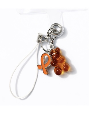 Orange Gummy Bear &amp; Ribbon Charm Handmade Phone Lanyard &amp; Charm Accessory Chronic Rare Invisible Illness Awareness &amp; Support