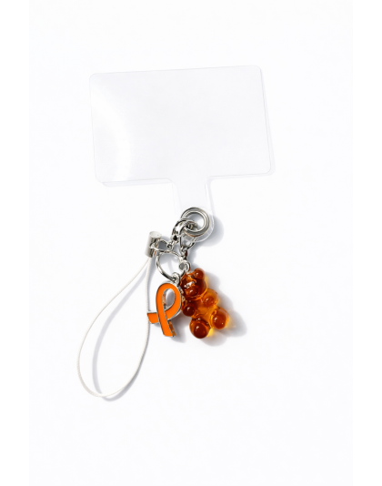 Orange Gummy Bear &amp; Ribbon Charm Handmade Phone Lanyard &amp; Charm Accessory Chronic Rare Invisible Illness Awareness &amp; Support
