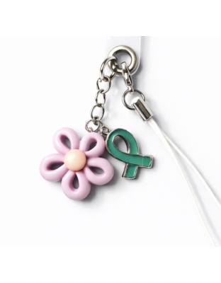 Purple Flower &amp; Teal Ribbon Charm Handmade Phone Lanyard &amp; Charm Accessory Chronic Rare Invisible Illness Awareness &amp; Support
