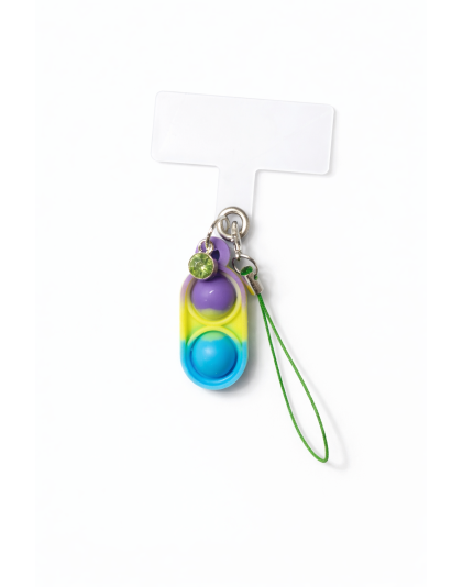 Purple Yellow Blue Snap Fidget With Green Charm Handmade Phone Lanyard &amp; Charm Accessory Chronic Rare Invisible Illness Awareness &amp; Support