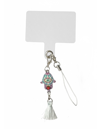 Teal Purple Red Hamsa With Tassel Handmade Phone Lanyard &amp; Charm Accessory Chronic Rare Invisible Illness Awareness &amp; Support