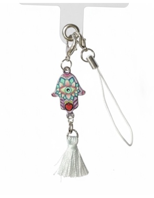Teal Purple Red Hamsa With Tassel Handmade Phone Lanyard &amp; Charm Accessory Chronic Rare Invisible Illness Awareness &amp; Support