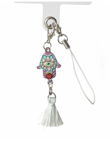 Teal Purple Red Hamsa With Tassel Handmade Phone Lanyard &amp; Charm Accessory Chronic Rare Invisible Illness Awareness &amp; Support