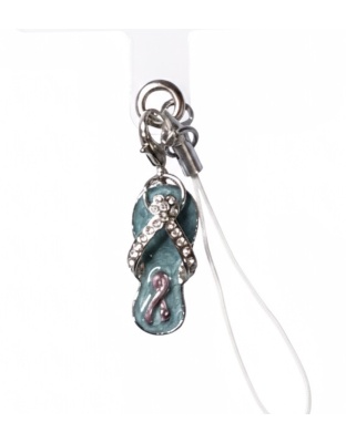 Teal Flip Flop and Purple Ribbon Charm Handmade Phone Lanyard &amp; Charm Accessory Chronic Rare Invisible Illness Awareness &amp; Support