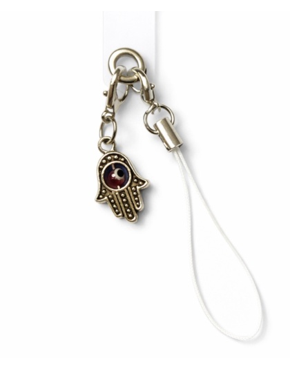 Silver and Brown Hamsa Charm Handmade Phone Lanyard &amp; Charm Accessory Chronic Rare Invisible Illness Awareness &amp; Support