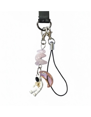 Pink Astronaut Moon Charm Handmade Phone Lanyard &amp; Charm Accessory Chronic Rare Invisible Illness Awareness &amp; Support