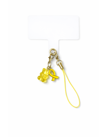 Yellow Ribbon and Gummy Bear Charm Handmade Phone Lanyard &amp; Charm Accessory Chronic Rare Invisible Illness Awareness &amp; Support