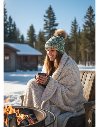 Greens Hand Knit Winter Beanie Hat w Pom Pom Warm Cozy Handmade Knit Cap Unisex Support &amp; Awareness For Chronic Rare Illness