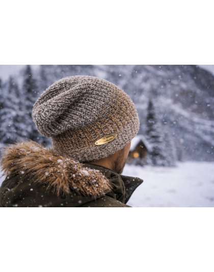 Brown &amp; Beige Hand Knit Winter Beanie Hat Warm Cozy Handmade Knit Cap Unisex Support &amp; Awareness For Chronic Rare Illness