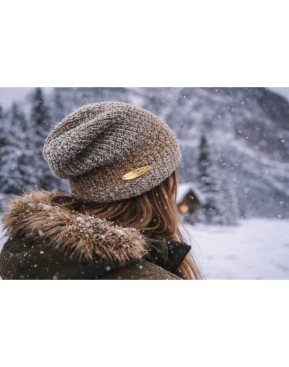 Brown &amp; Beige Hand Knit Winter Beanie Hat Warm Cozy Handmade Knit Cap Unisex Support &amp; Awareness For Chronic Rare Illness