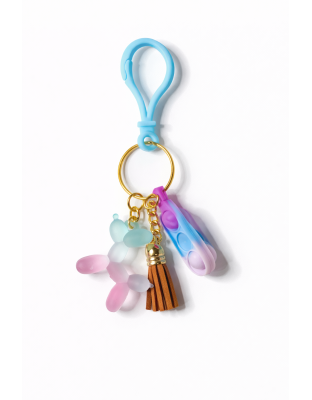 Purple Blue Silicone Mini Pop Fidget With Blue Purple Balloon Dog Brown Tassel Sensory Toy Raise Awareness Support Rare Chronic &amp; Invisible Illness