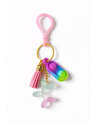 Blue Purple Green Silicone Mini Pop Fidget With Teal Pink Balloon Dog Charm &amp; Tassel Sensory Toy Raise Awareness Support Rare Chronic &amp; Invisible Illness