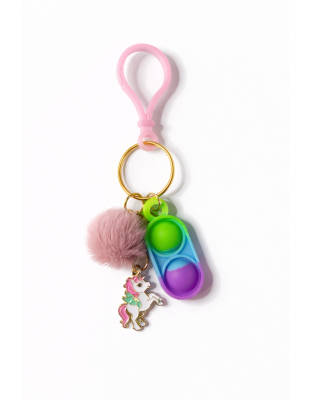 Blue Purple Green Silicone Mini Pop Fidget With Unicorn Charm Pink Pom Pom Sensory Toy Raise Awareness Support Rare Chronic &amp; Invisible Illness