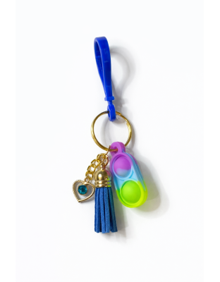 Purple Blue Green Silicone Mini Pop Fidget With Gold Charm &amp; Tassel Sensory Toy Raise Awareness Support Rare Chronic &amp; Invisible Illness