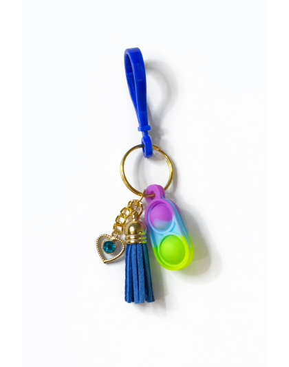 Purple Blue Green Silicone Mini Pop Fidget With Gold Charm &amp; Tassel Sensory Toy Raise Awareness Support Rare Chronic &amp; Invisible Illness
