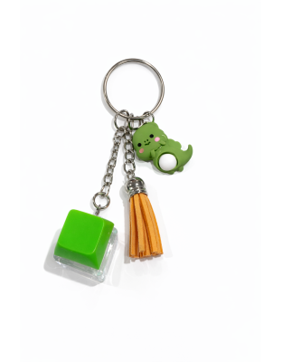 Green Audible Keyboard Fidget Dinosaur Charm Orange Tassel Sensory Toy Raise Awareness Support Rare Chronic &amp; Invisible Illness