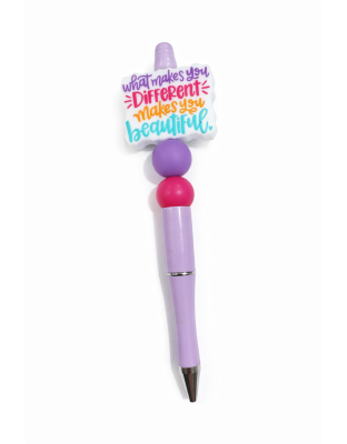 What Makes You Different Makes You Beautiful Handmade Purple Pink Beaded Pen Cute, Fun &amp; Full of Heart Support &amp; Awareness