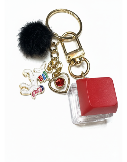 Red Audible Keyboard Fidget Unicorn Charm Black Pom Pom Sensory Toy Raise Awareness Support Rare Chronic &amp; Invisible Illness