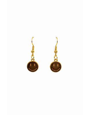 Handmade Brown Smiley Face Dangling Earrings Supporting Awareness for Chronic Rare and Invisible Illnesses