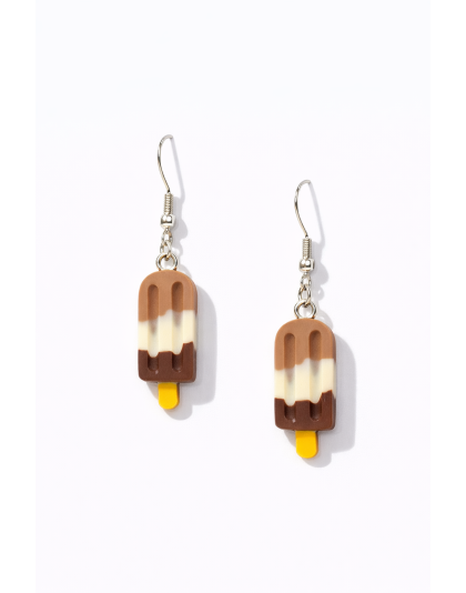 Handmade Brown Popsicle Ice Cream Dangling Earrings Supporting Awareness for Chronic Rare and Invisible Illnesses