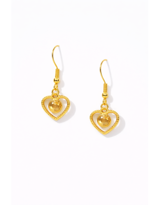 Handmade Gold Heart Yellow Stone Earrings Supporting Awareness for Chronic Rare and Invisible Illnesses