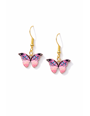 Handmade Pink Butterfly Dangling Earrings Supporting Awareness for Chronic Rare and Invisible Illnesses