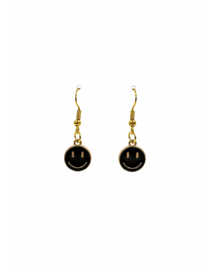 Handmade Black Smiley Face Dangling Earrings Supporting Awareness for Chronic Rare and Invisible Illnesses