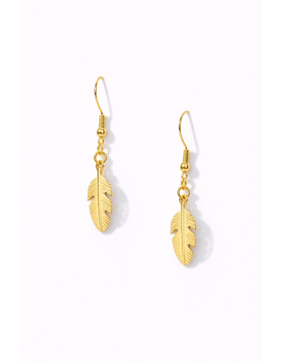Handmade Gold Feather Dangling Earrings Supporting Awareness for Chronic Rare and Invisible Illnesses