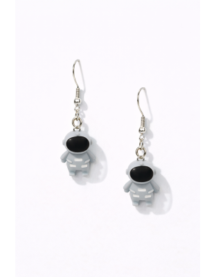 Handmade Gray Astronaut Dangling Earrings Supporting Awareness for Chronic Rare and Invisible Illnesses